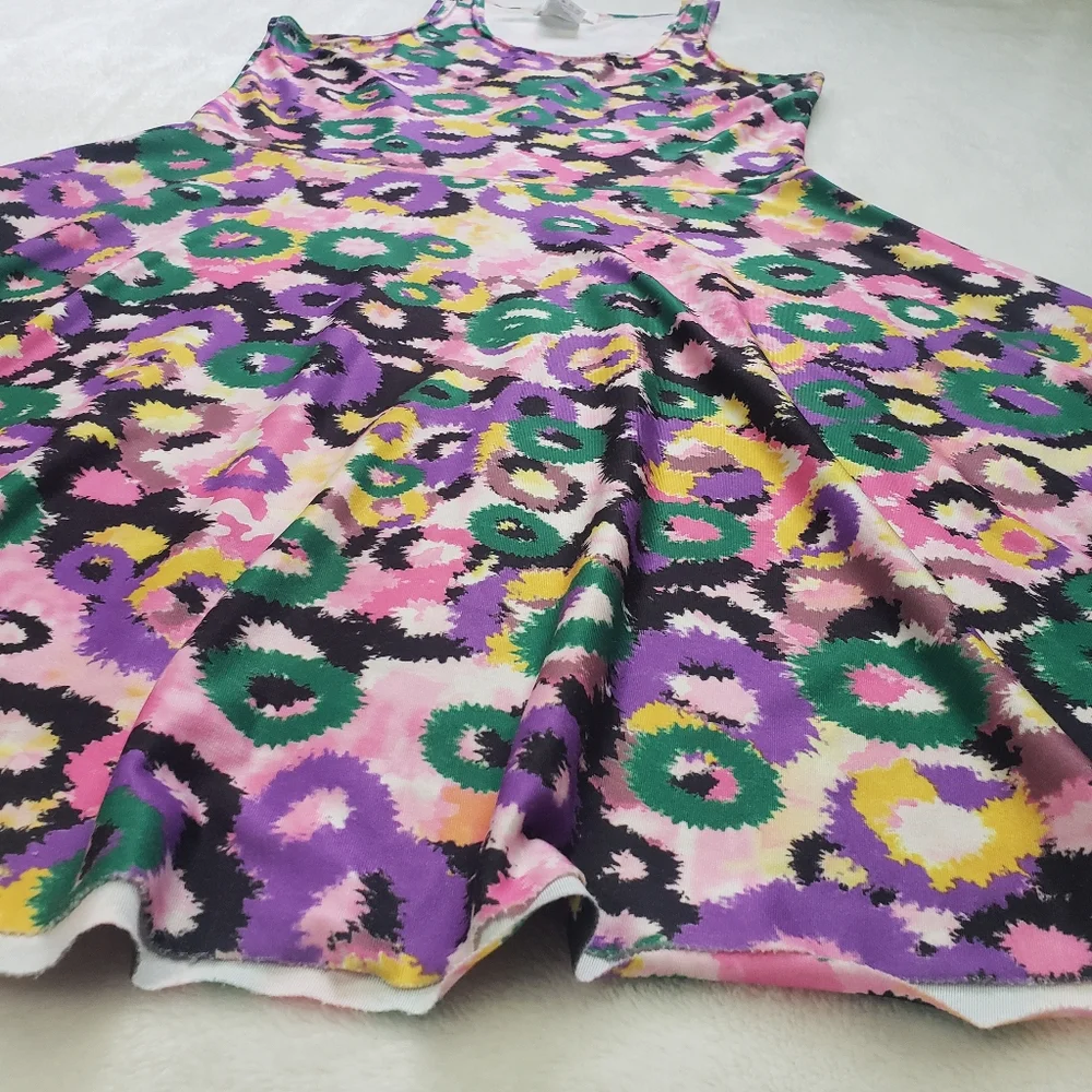 Guilty, Floral Fireworks Colourful Ombre 90s Skater Dress, Medium, Multicoloured - Picture 9 of 14